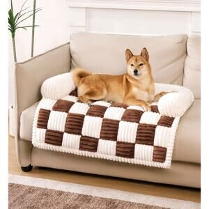 FUNNY FUZZY Pet Couch Cover Bed Medium Brown 33.5”x30.5” Non-Slip Plush
